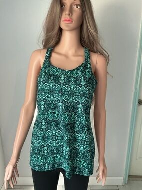 Atheta Sleeveless Green Patterned Tank Top - Women